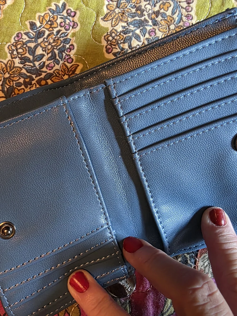 Steve Madden Quilted Leather Zip Wallet - Blue